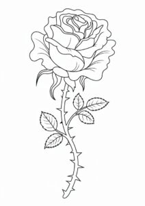 Rose With Thorns To Color 8