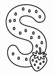 S For Strawberry Coloring Page For Preschoolers 1