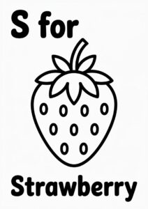 S For Strawberry Coloring Page For Preschoolers 2