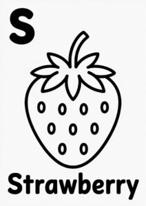 S For Strawberry Coloring Page For Preschoolers 3