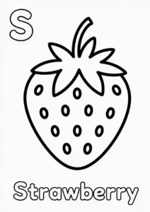S For Strawberry Coloring Page For Preschoolers 4