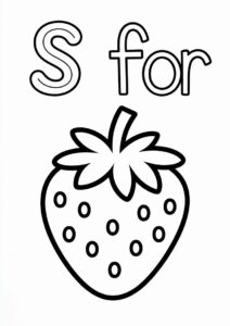 S For Strawberry Coloring Page For Preschoolers 6