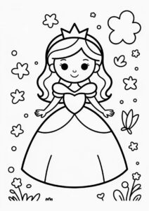 SImple Princess Coloring Page Outline For Preschoolers 1