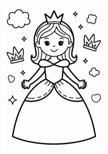 SImple Princess Coloring Page Outline For Preschoolers 2