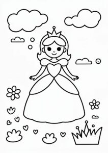 SImple Princess Coloring Page Outline For Preschoolers 4