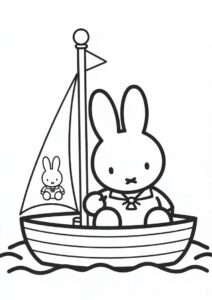 Sailor Miffy Coloring Page On A Boat 1