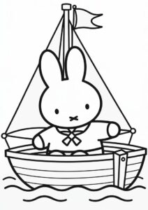 Sailor Miffy Coloring Page On A Boat 2