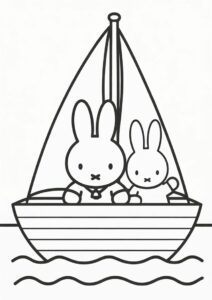 Sailor Miffy Coloring Page On A Boat 4