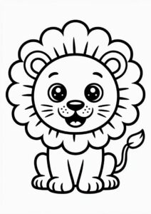 Simple Adorable Cartoon Lion To Color 1