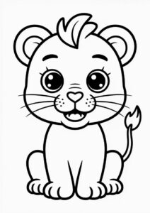 Simple Adorable Cartoon Lion To Color 4