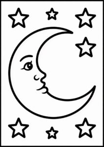 Simple Crescent Moon Coloring Page For Kids1