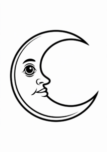 Simple Crescent Moon Coloring Page For Kids2