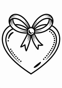 Simple Love Heart With Bow Coloring Page For Preschoolers 2