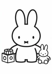 Simple Miffy Coloring Page With Toys For Preschoolers 1