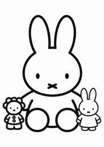 Simple Miffy Coloring Page With Toys For Preschoolers 2