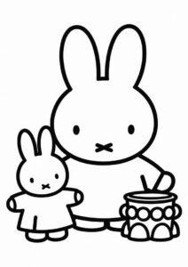 Simple Miffy Coloring Page With Toys For Preschoolers 3