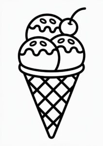Simple Outline Of An Ice Cream Coloring Page Waffle Cone 2