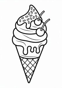 Simple Outline Of An Ice Cream Coloring Page Waffle Cone 4