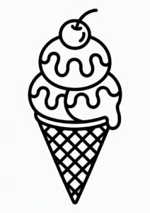 Simple Outline Of An Ice Cream Coloring Page Waffle Cone 5