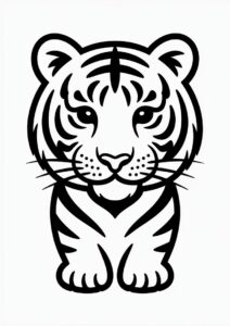 Simple Outline Of Tiger For Preschoolers 4