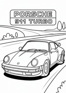 Simple Porsche Coloring Page 911 Turbo For Kids 1