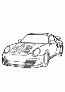 Simple Porsche Coloring Page 911 Turbo For Kids 3