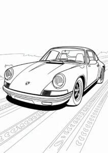 Simple Porsche Coloring Page Outline For Kids 1
