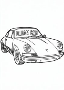 Simple Porsche Coloring Page Outline For Kids 2