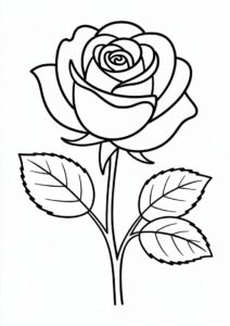 Simple Single Rose To Color 1