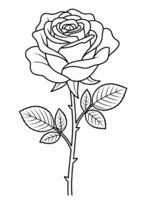 Simple Single Rose To Color 2