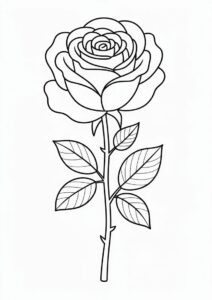 Simple Single Rose To Color 3