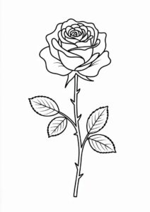 Simple Single Rose To Color 6