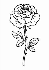 Simple Single Rose To Color 7