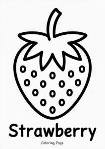 Simple Strawberry Coloring Sheet For Kids 1
