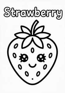 Simple Strawberry Coloring Sheet For Kids 2