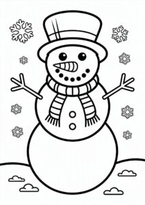 Simple To Color Snowman For Kids 1