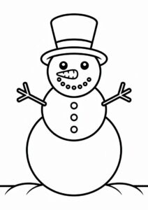 Simple To Color Snowman For Kids 2