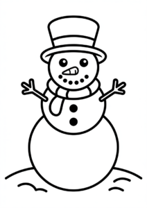 Simple To Color Snowman For Kids 3
