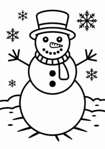 Simple To Color Snowman For Kids 4