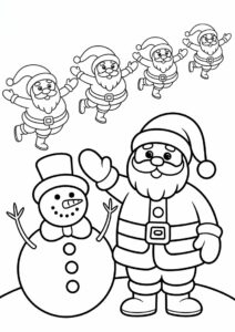 Simple To Color Snowman With Santas Coming 1