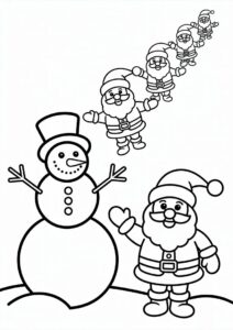 Simple To Color Snowman With Santas Coming 2