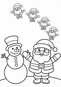 Simple To Color Snowman With Santas Coming 3