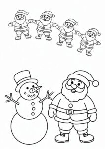 Simple To Color Snowman With Santas Coming 4