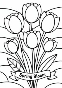 Simple To Color Tulips For Kids 1