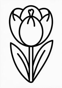 Simple To Color Tulips For Kids 2