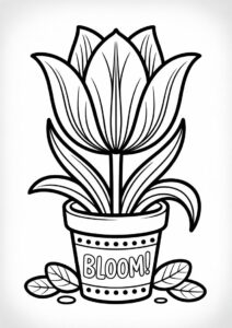 Simple To Color Tulips For Kids 4