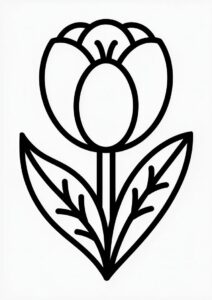 Simple To Color Tulips For Kids 5