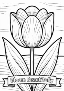 Simple Tulip Flower Coloring Page 3