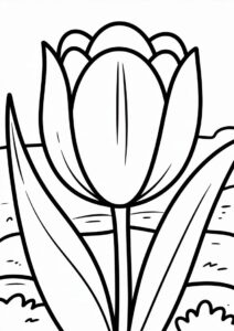 Simple Tulip Flower Coloring Page 4