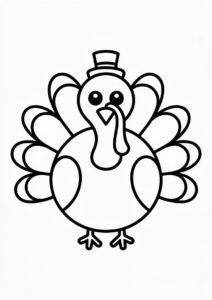Simple Turkey Outline Coloring In For Kids 1